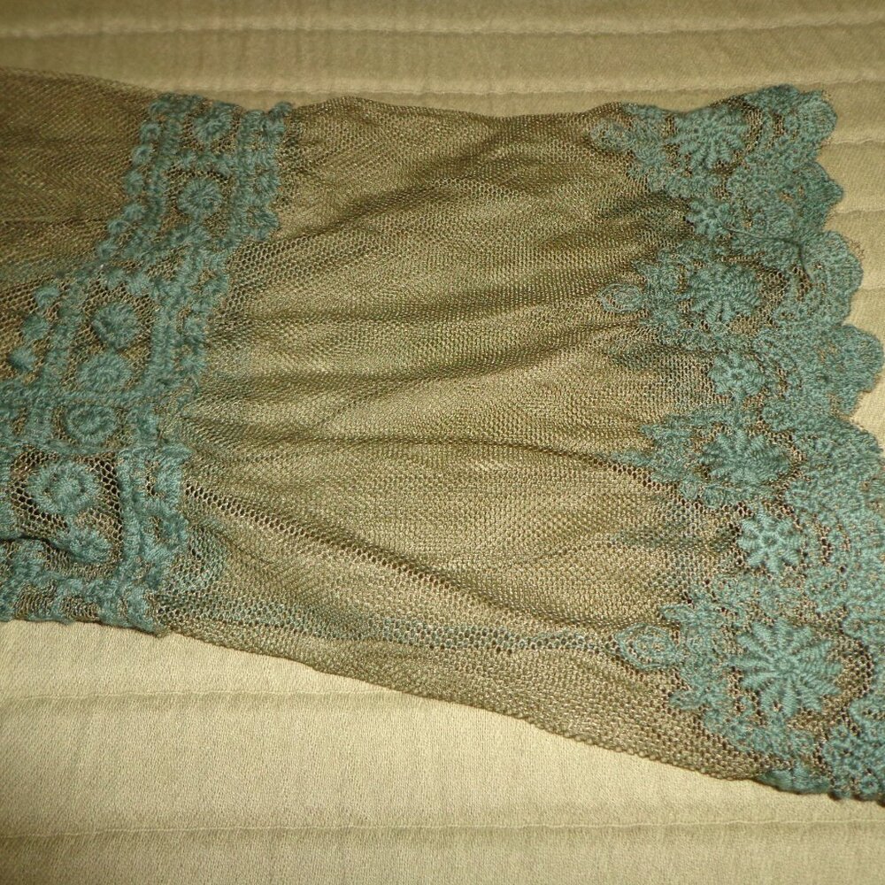 NWOT Indigo Thread Co. Sheer Embroidery Boho Open Duster XS Green  Long Sleeves - Picture 12 of 16